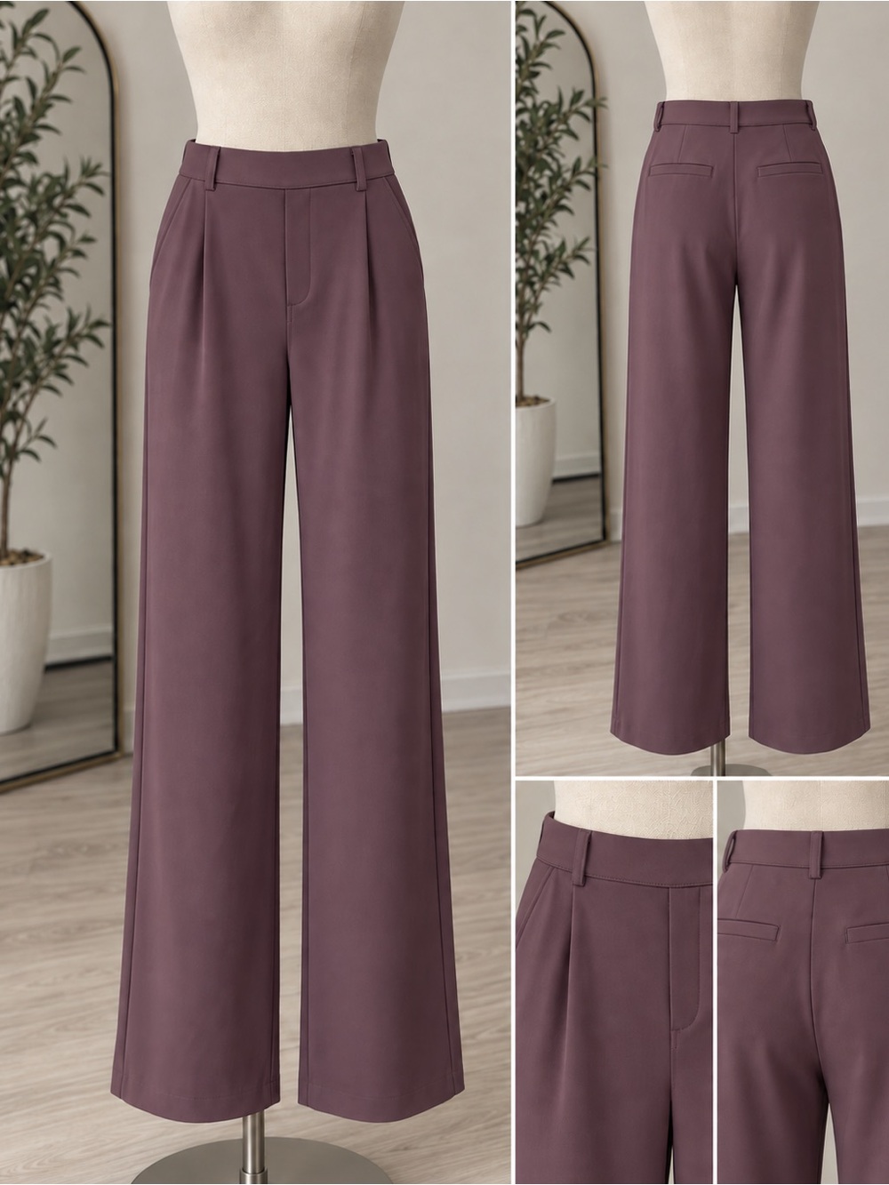 HALARA flex Mauve Straight-Leg Pleated Trousers